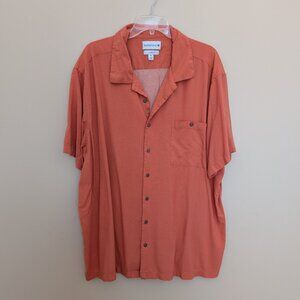 Saddlebred Classic short sleeve dress shirt orange salmon coral EUC 3XL men's